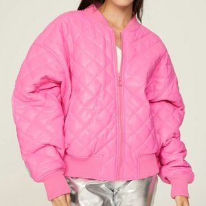 GOOD AMERICAN Pink Better Than Leather Bomber size 00/0 XS